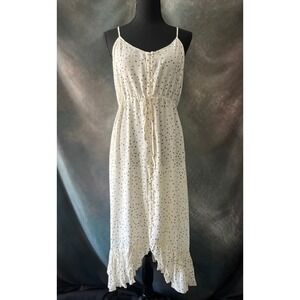 Rails Frida Ivory Speckled Dot Button Front‎ Midi Slip Dress - Size M